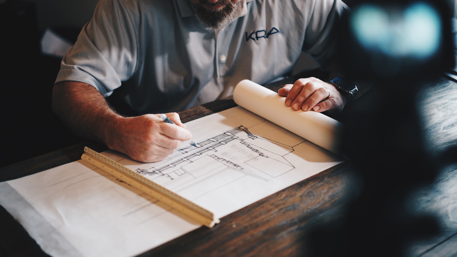 Building plans and design materials used in a permitting review