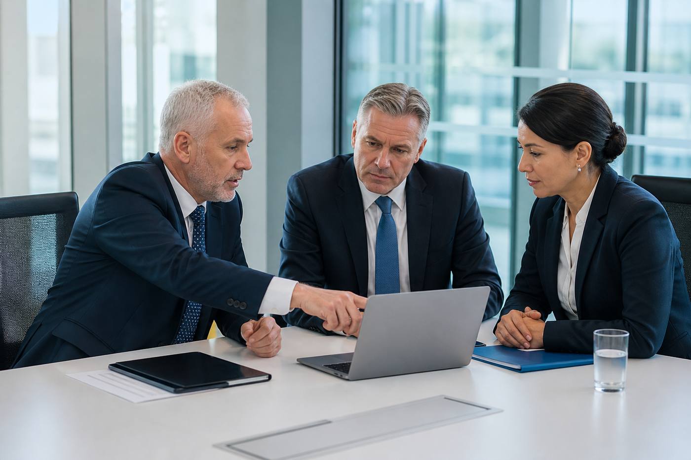 Security advisors reviewing a roadmap with agency leadership